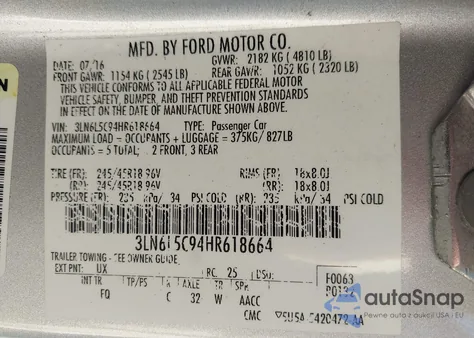 2017 Lincoln Mkz Select из США, поврежденный, VIN 3LN6L5C94HR618664